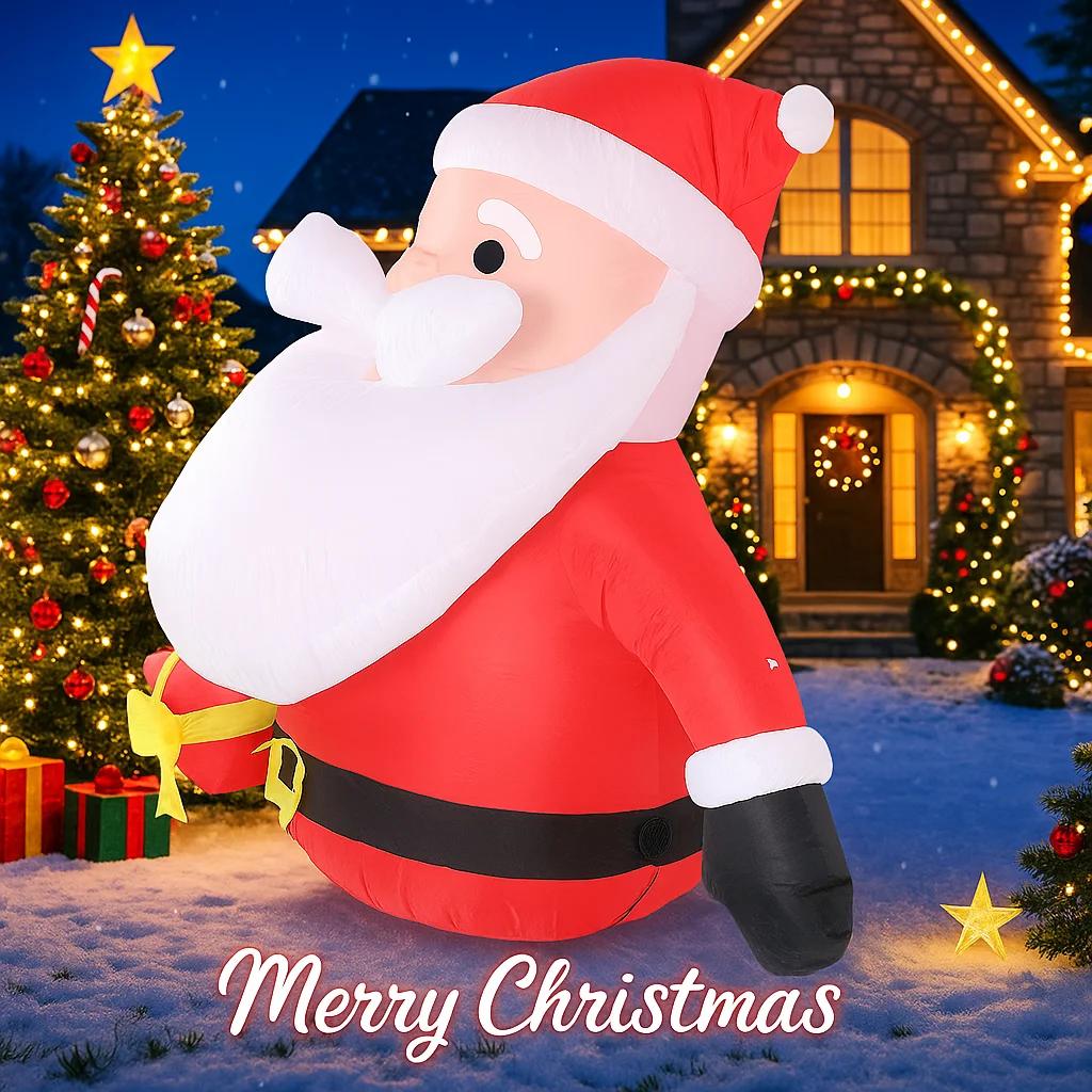 5.91FT Yard Lawn Party Decoration Inflatable Santa Claus Gift Boxes Toy LED light Xmas Home Supplies Ornaments Christmas Gift