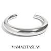 MamacitaSlay Classic 18K Gold Plated Stainless Steel Wide Edge Open Bracelet For Women's Retro Waterproof Wrist Jewelry Gift