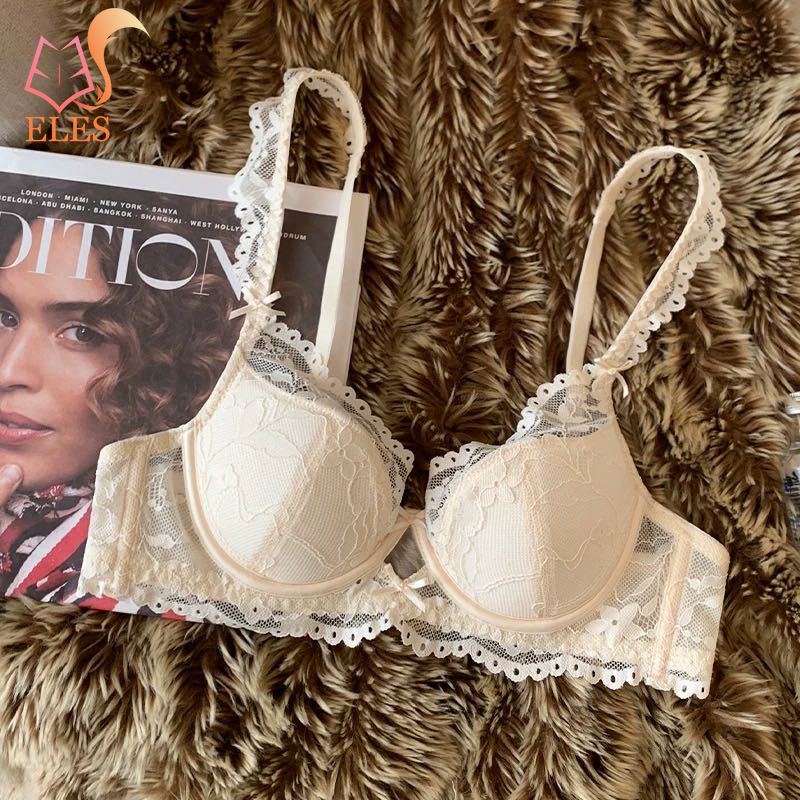 Sexy Lace Underwear For Women Thin Cup Comfort Bra Flowers Embroidery Lingerie Hollow Push Up Brassiere