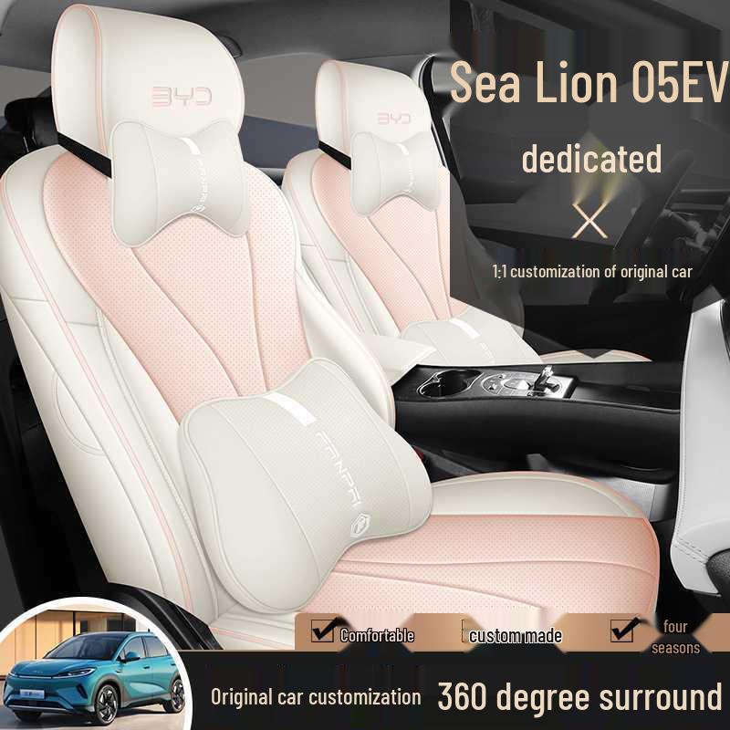 BYD Sea Lion Leather Seat Cushion - Fits 25 Car Models, All-Season, Breathable, Full Coverage.
