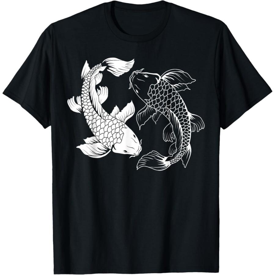 

HQDSAD Yin and Yang Japanese Koi Fish T-Shirt XXXXXL чорний