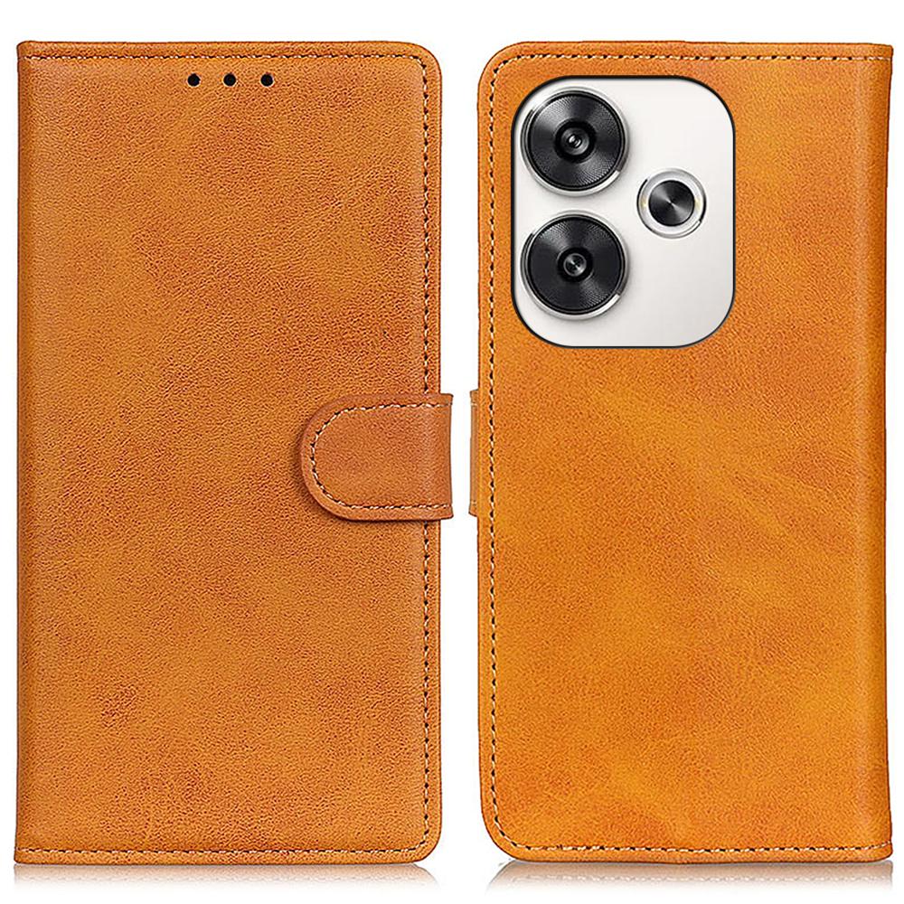 For Xiaomi Poco F6 5G/Redmi Turbo 3 5G Wallet Case Cowhide Texture Anti-Drop Leather Phone Cover