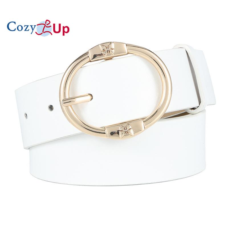 

Женский ремень с круглой пряжкой из искусственной кожи 106*3.5CM белый