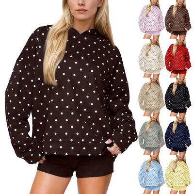 Damen Kapuzensweatshirt mit Pünktchenmusterdruck, trendiges und vielseitiges Oberteil