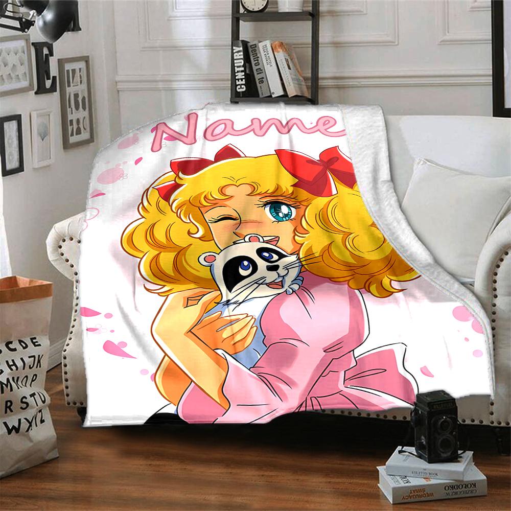 Customiz Name Personality Candy Candy (2) Blanket Soft &Warm Sofa Office Bed Travel Lunch Break Blanket, Gift Suitable for All Seasons