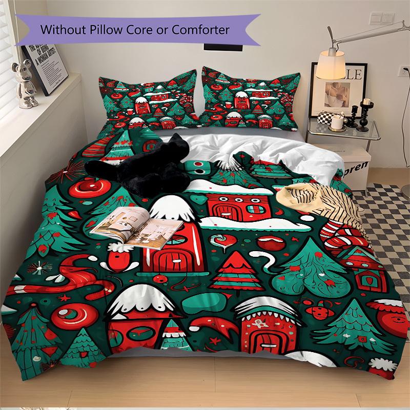 3pcs Christmas Winter Soft and Comfortable Breathability, Bedding Set, Machine Washable, Suitable for All Seasons149