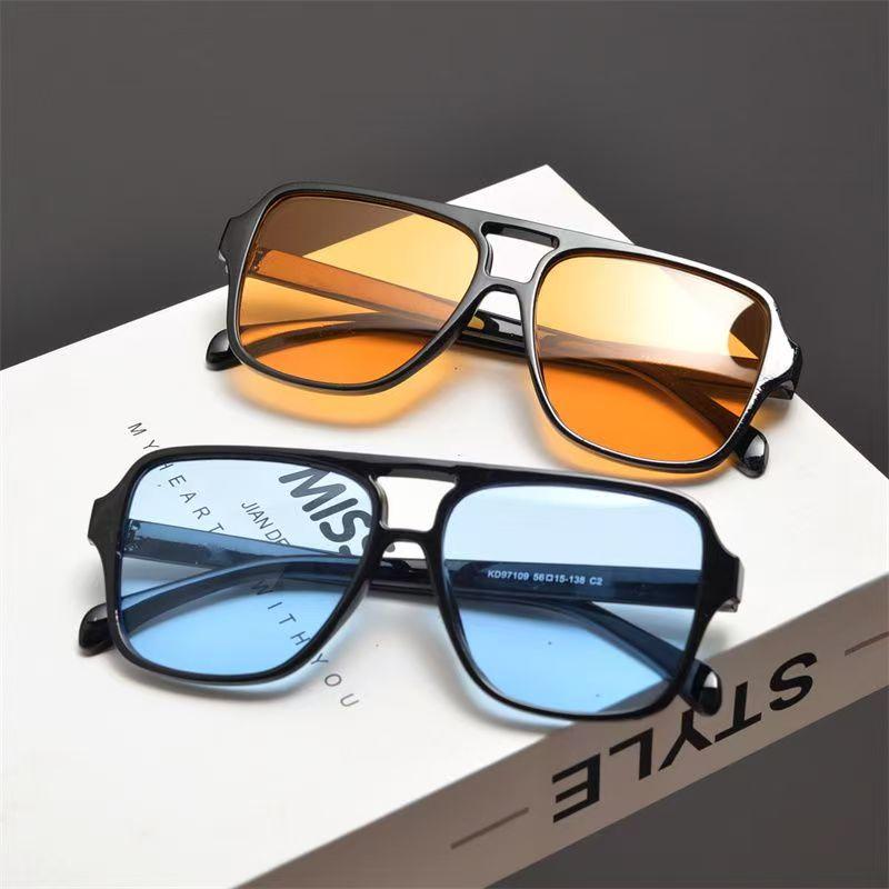 New Women Men Square Sun Glasses Retro Polygon Sunglasses Female Vintage Fashion  Double Beam Eyeglasses