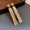 European & American High-End Metal Pleated Rectangular Dangle Stud Earrings - 2026 Fashionable Women's Style