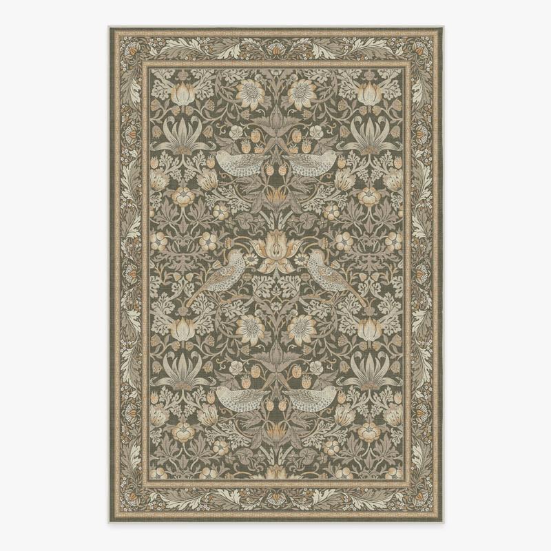 Living Room Carpet Large Size Bedroom Bedside Floor Mat Machine Washable Carpets Spring Flowers Birds Retro Home Decoration Rug