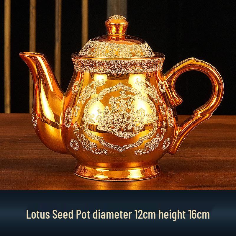 Buddhist Household Ceramic Offering Set: Incense Burner, Water Cup, Fruit Plate, Vase