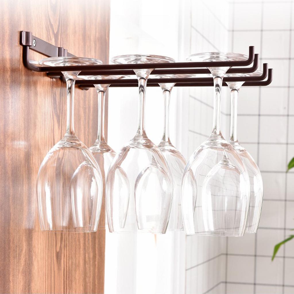 Hanging Wine Glass Rack Wall Mount Metal Wine Glass Storage Hanger Stemware Holder Rack Wine Glass Holder for Kitchen