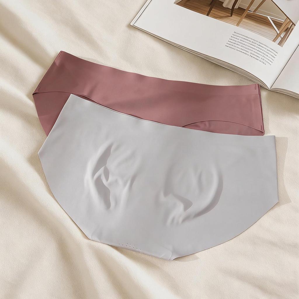 Seamless Ice Silk Butt-Lifting Tummy-Control Mid-Waist Plus Size Panties with Breathable Cotton Crotch
