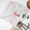 5Pcs Pink Bow Straw Curved Drink Reusable Glitter Straw Home Birthday Party Cocktail Wedding Tea Decorations Cute Supplies