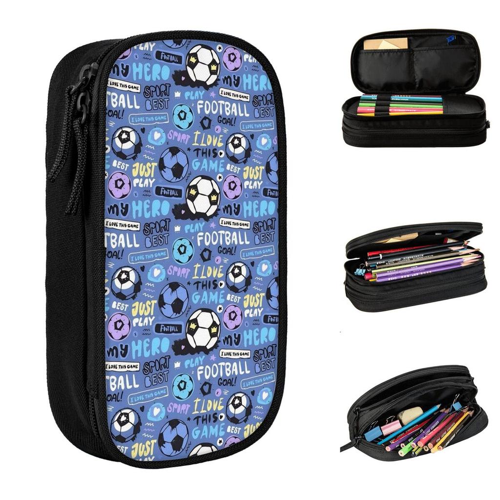 Fun Football Soccer Patten Pencil Cases Pencil Pouch Pen Box for Student Big Capacity Bag School Supplies Gifts Stationery