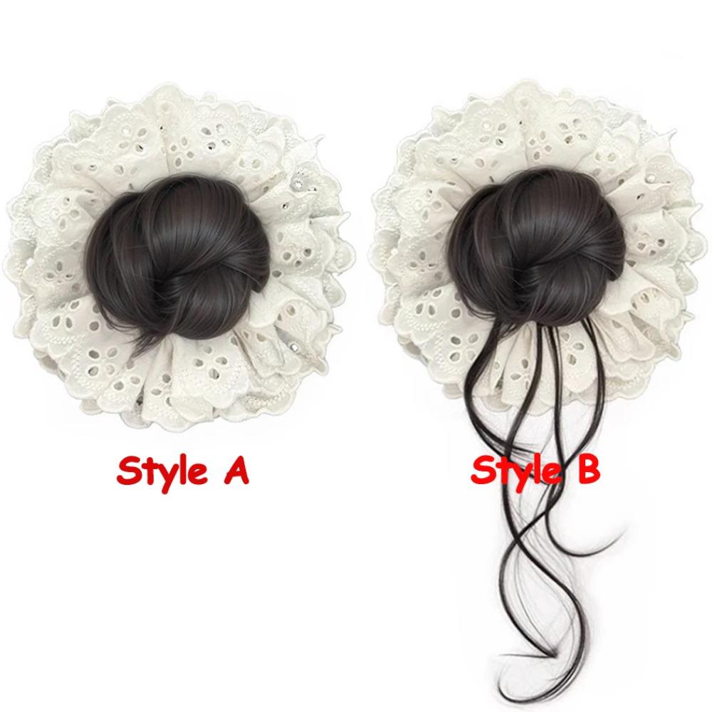 Synthetic Hair Tie Wig Lace Hair Rope Hairpiece Elegant Wig Hairband  Women