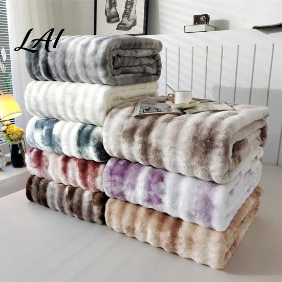 Soft Fuzzy Bed Blanket 3D Bubble Plush Throw Blanket Tie Dye Faux Rabbit Fur Texture Skin Friendly Feel Fleece Warm Cozy Decorative Cover for
