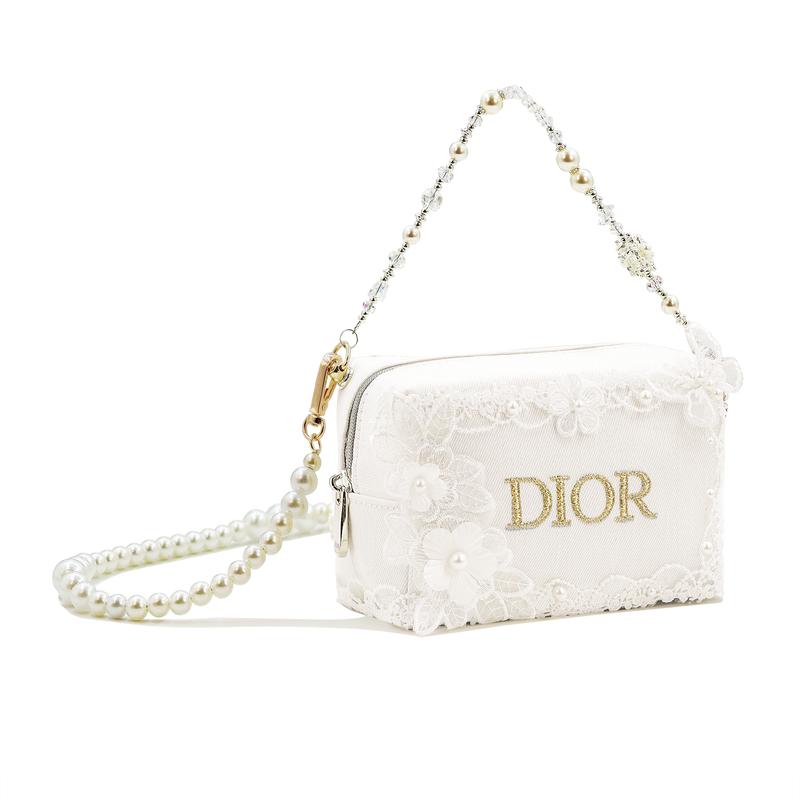 Dior [Customized Cosmetic Bag] Silent Moonlight Cosmetic Bag Simple Modern Classic Printed Denim Fabric Retro Simple Commuting Daily Literary