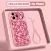Pink Lily Flower Print Hand Strap Case For iPhone 17 Pro Max Hybrid TPU+PC Magnetic For Magsafe Matte Cover For iPhone 16 15 14 13 Pro Max