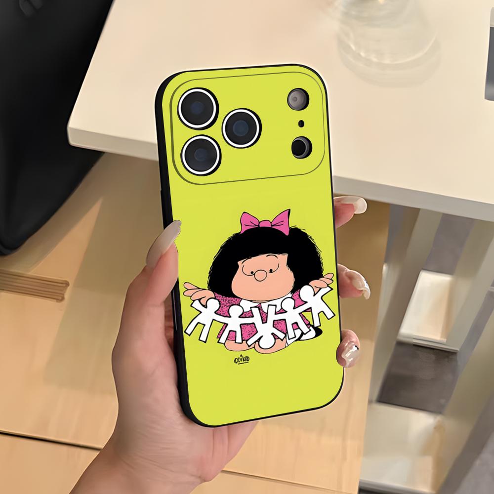 Anime M-Mafalda Phone Case For IPhone 17 Air 16 E Pro Max 15 14 13 Mini 12 Pro 11 Max Plus Black Soft Shell