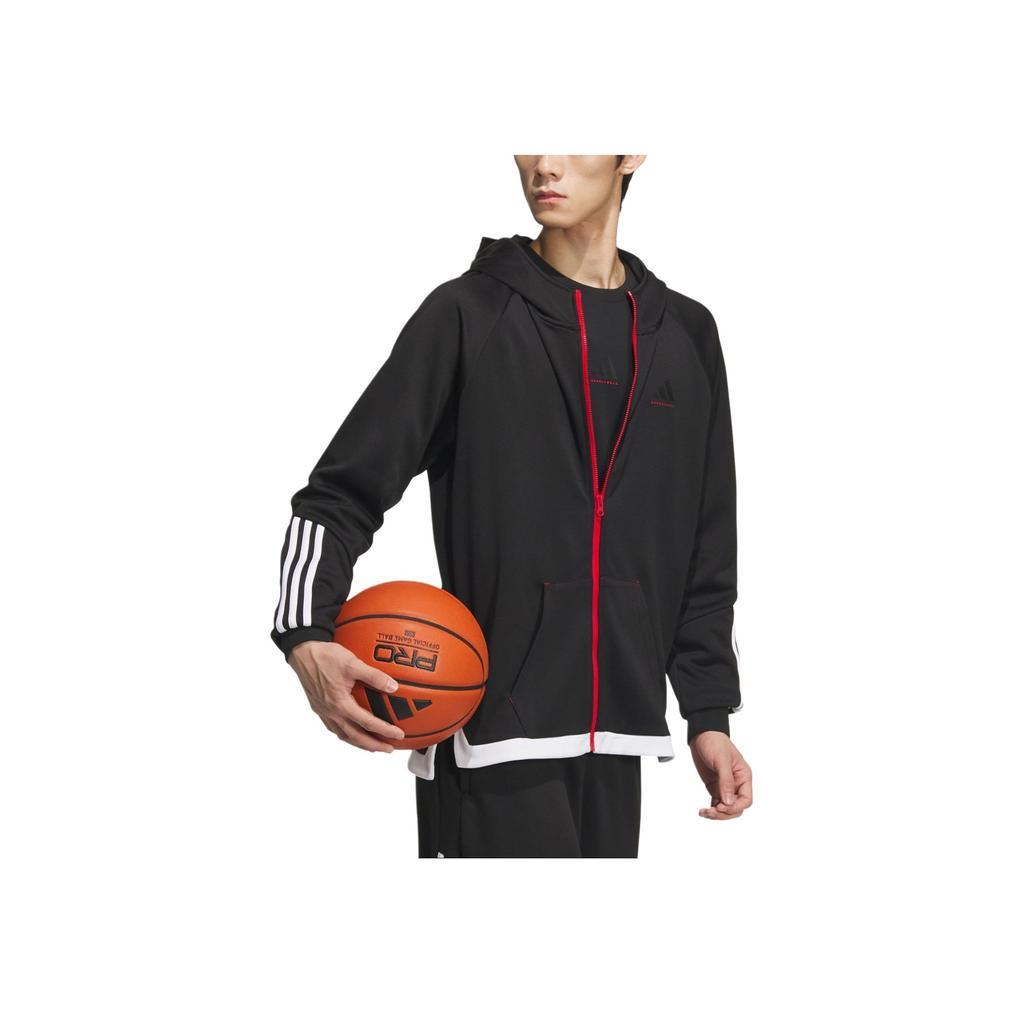 Adidas Basketball FW24 Hooded Zipper Fashion Versatile Jacket Men Jacket Black JL7586