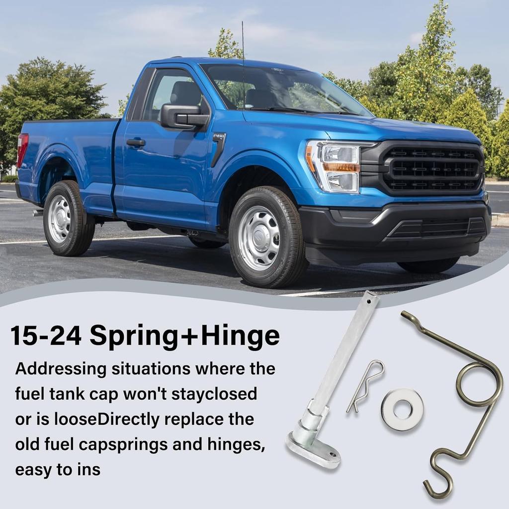 Fuel Door Hinge Pin with Gas Door Spring, for 2015-2024 F150 Loose Gas Cap Permanent Repair Fix (15-24 Spring+Hinge)