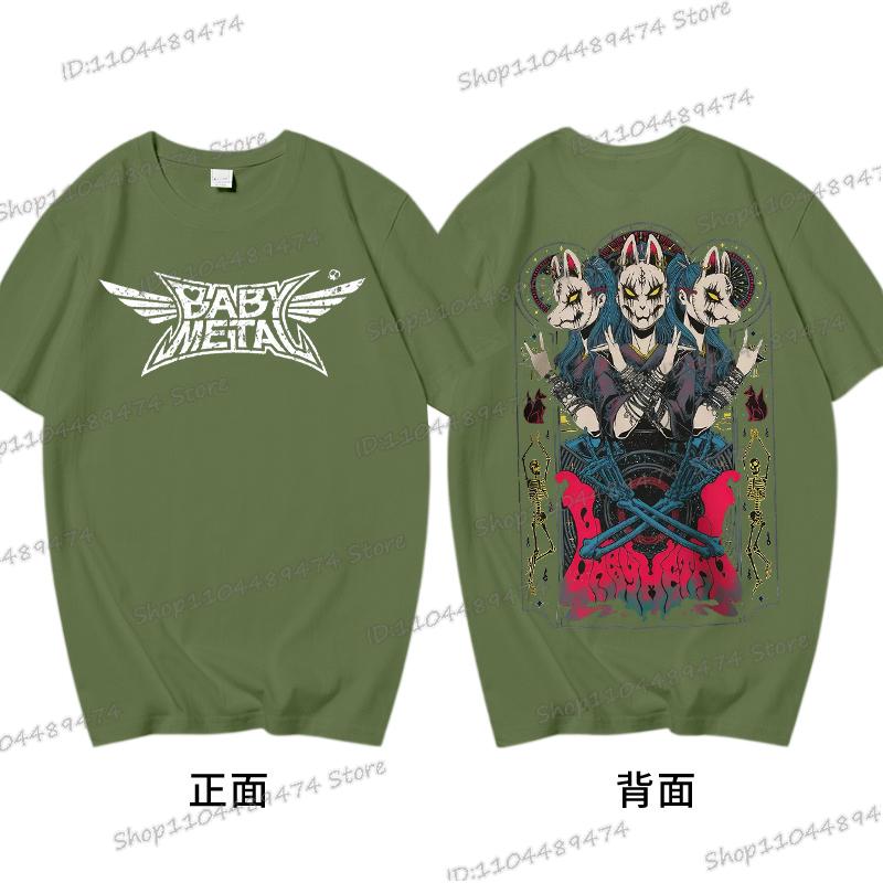 Hip Hop Band Babymetal T-shirts Men Harajuku Hip Hop Round Neck Tops Tees Japanese Style Babymetal Y2K Unisex Cotton Streetwear