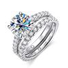 D VVS1 All Moissanite Row Rings Set For Women   CopperPlated 18K White Gold Diamond Ring Wedding Bands Fine Jewelry