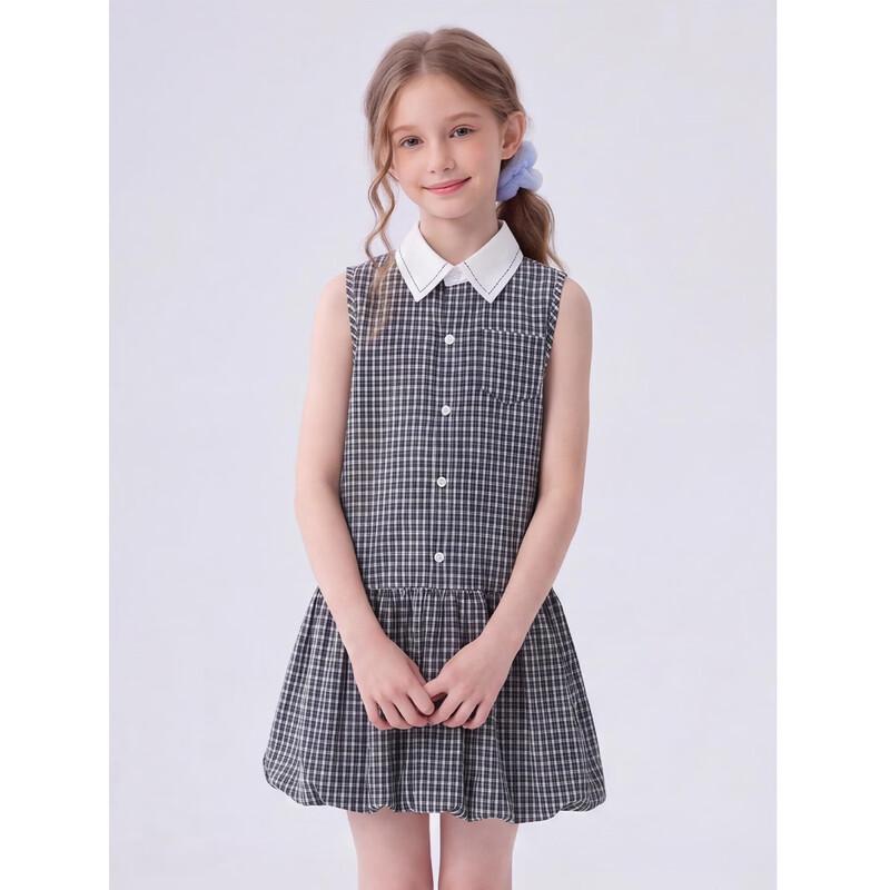 Montagut Girls' Plaid Sleeveless Bubble Dress