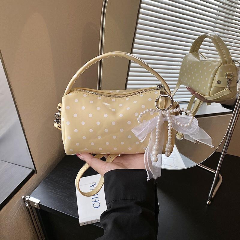 Womens Mini Pillow Shape PU Handbag With Polka Dots Zipper Single Strap Crossbody Bag Daily Casual Wear