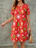 Fashion 3D Print Summer Dress Loose Casual Short Sleeve O-Neck Mini Dress