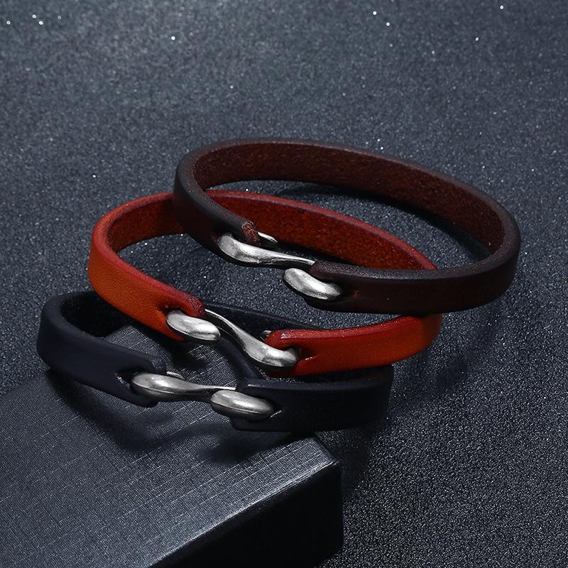 Vingtage Cowhide Wrap Cord Cuff Bracelet For Men Woman Wristband Punk Bangle Couple Jewelry Gift