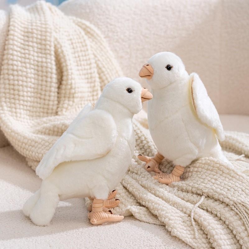 Plush White Pigeon Figurine Soft Toy With Pp Cotton Filling For Kids And Teens