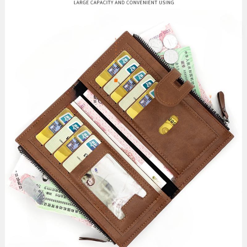 Damen Geldbörsen Langgeldbörse mit großer Kapazität, Kartenhalter aus Leder, Münzfach, Clutch