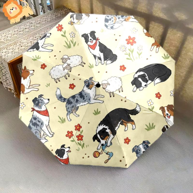 1 PC Automatic Folding Umbrella - Cute Dog Pattern, Portable & Foldable Design with 8 Ribs, Christmas Birthday Gifts