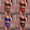 Women's Lace Suspender Lingerie Set with Eyelash Trim