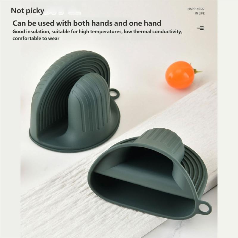 Set mit 2 ergonomischen Küchenhandschuhen, Silikon-Ofenhandschuhe, hitzebeständig, zum sicheren Entnehmen heißer Teller aus der Mikrowelle