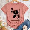 Cotton T-Shirt Short Sleeve Round Neck Women 2d Print Tops