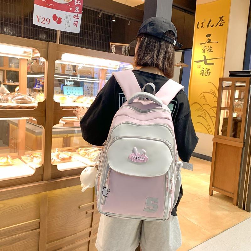 Schoolbag Casual Backpack Female Large Capacity Student School Bag Junior High School High School Student Versatile Elementary School Student Backpack
