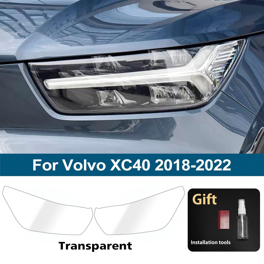 

For Volvo XC40 2018-2026 High-Gloss Smoke Black Pre-Cut TPU Car Headlight Protection Film PPF Kit Anti-Scratch Vinyl Wrap Cover For XC40 18-22 CLR