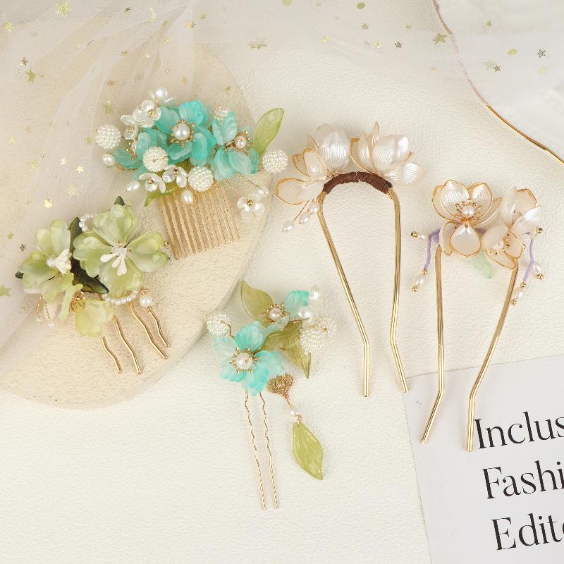 1Pcs Cool Jade Orchid Flower Hairpin For Women Chinese Style Flower Hair Stick Handmade Jewelry Hair Accessory Hanfu Hair Comb