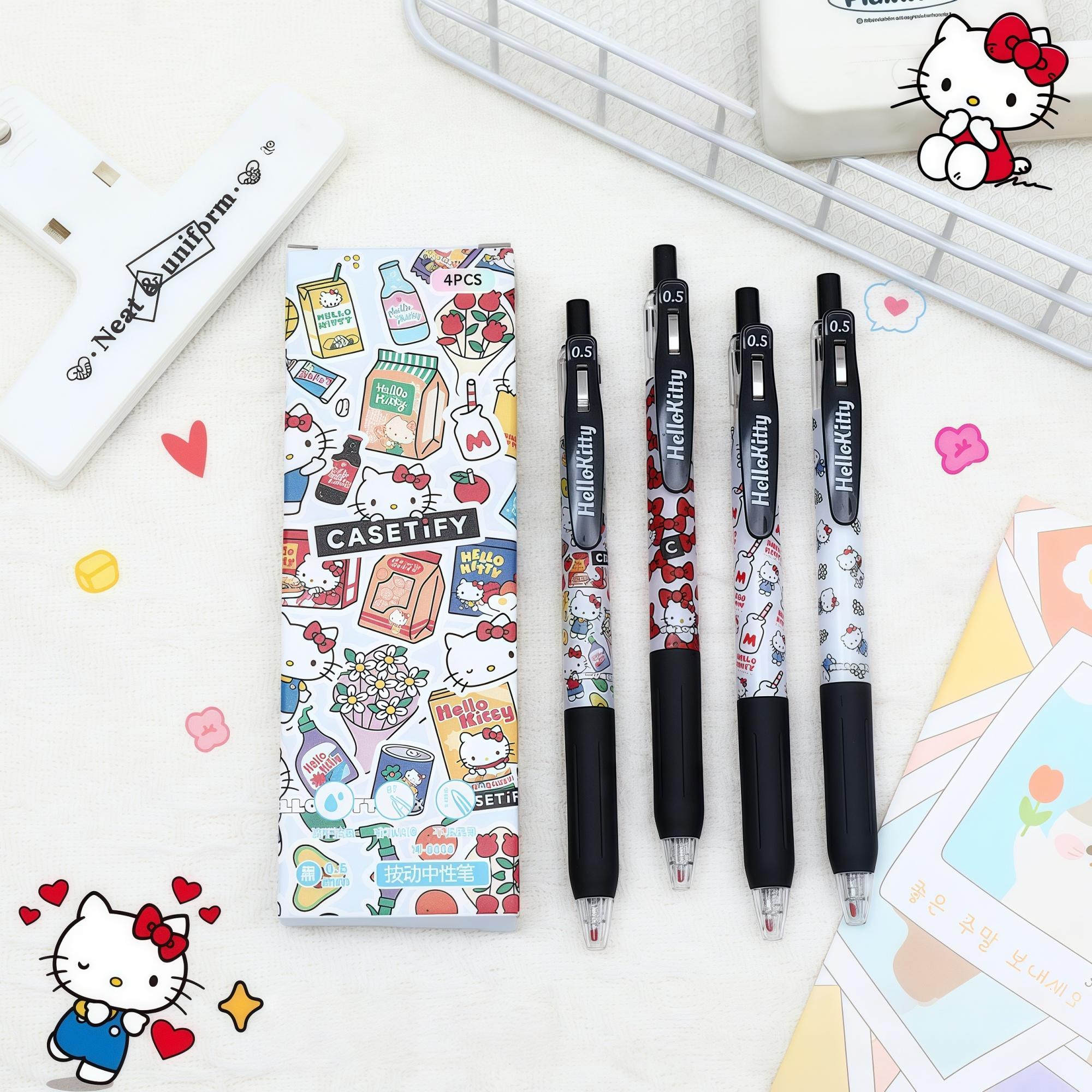 

4Pcs New Sanrio Latest Series Limited Gel Pen Cartoon Quick Dry Pen Black 0.5Mm Student Stationery Office Supplies