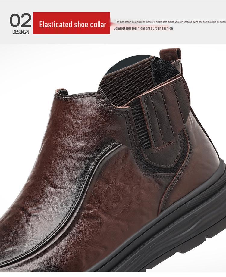 Men's Chelsea Martin Retro Leather Ankle Boots - British Style Mid-Top for Autumn/Winter