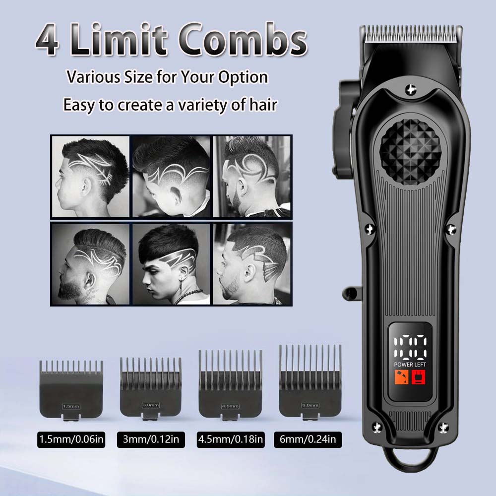 Professional Cordless Hair Clipper for Men Electric Barber Clipper & Trimmer Rechargeable Hair Cutting Tools