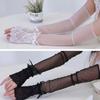 Bowknot Fingerless Gloves Sheer Lolita Gloves Y2K Mesh Gloves