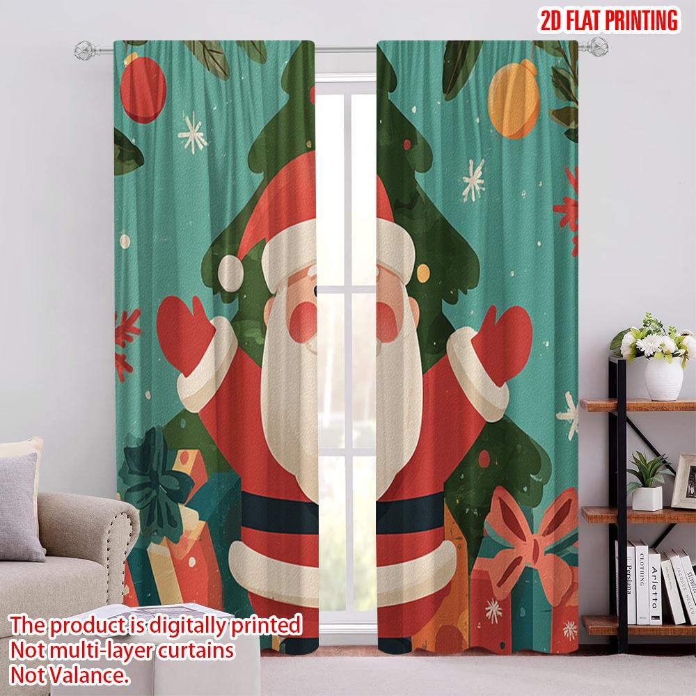 

2pcs,2D plane printing Curtains&Window Treatment Santa Claus and Tree Polyester Easy Install (without rod) Home Decor Perfect 52.50 × 116.00 cm 2 pcs