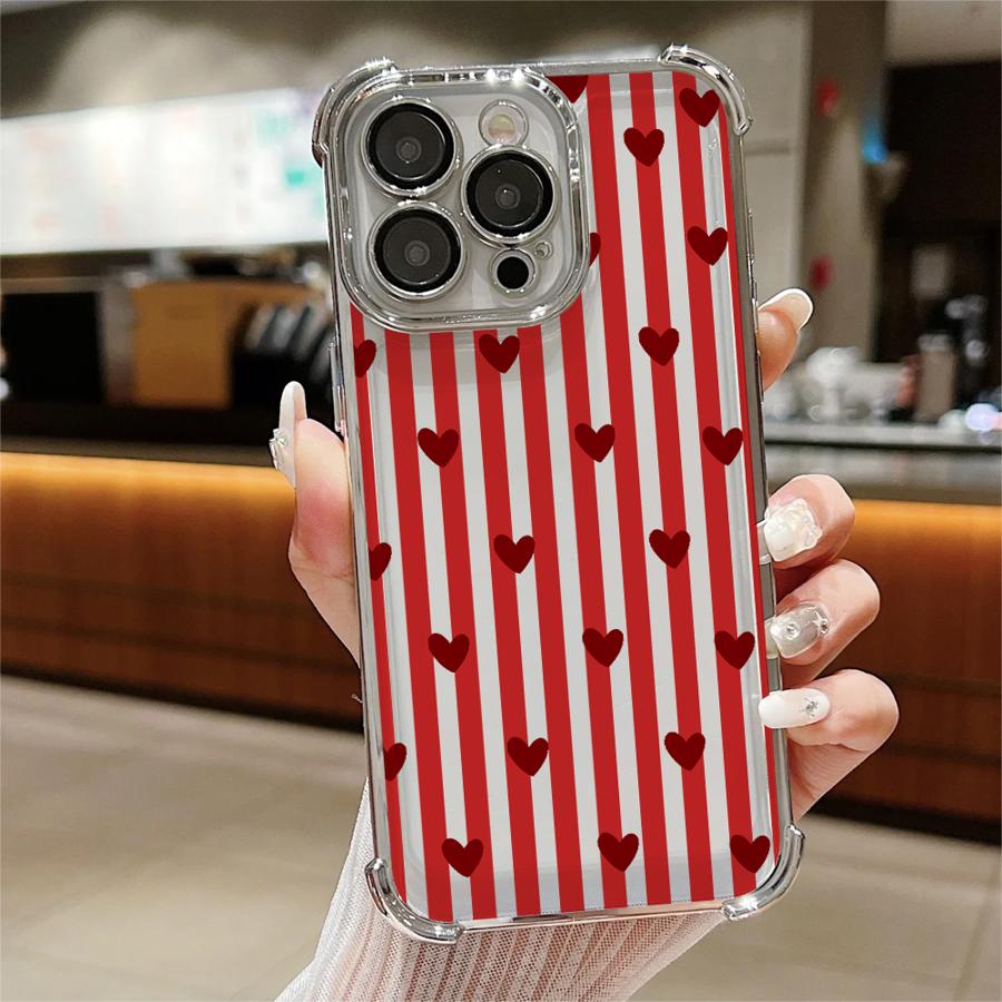 Phone Cover Case for Apple iPhone 17 Pro Max 15 11 12 Plus Air 16e 13 16 Pro 14 Stripe Love Heart