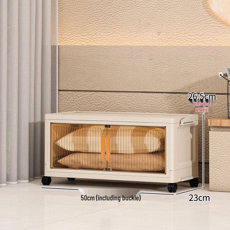 

50cm Wide Rolling Paper Towel Storage Cabinet with Multi-Layered Shelves for Snacks, Clothes, Foldable Display 50cm Wide