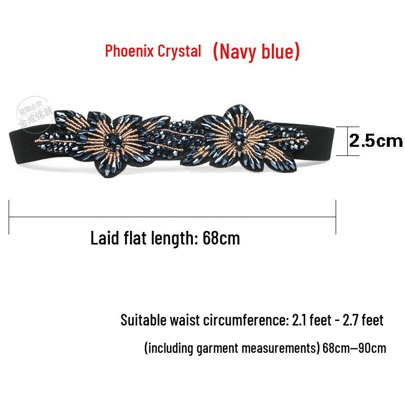 Crystal Rhinestone Elastic Waist Belt for Women's Dresses and Sweaters