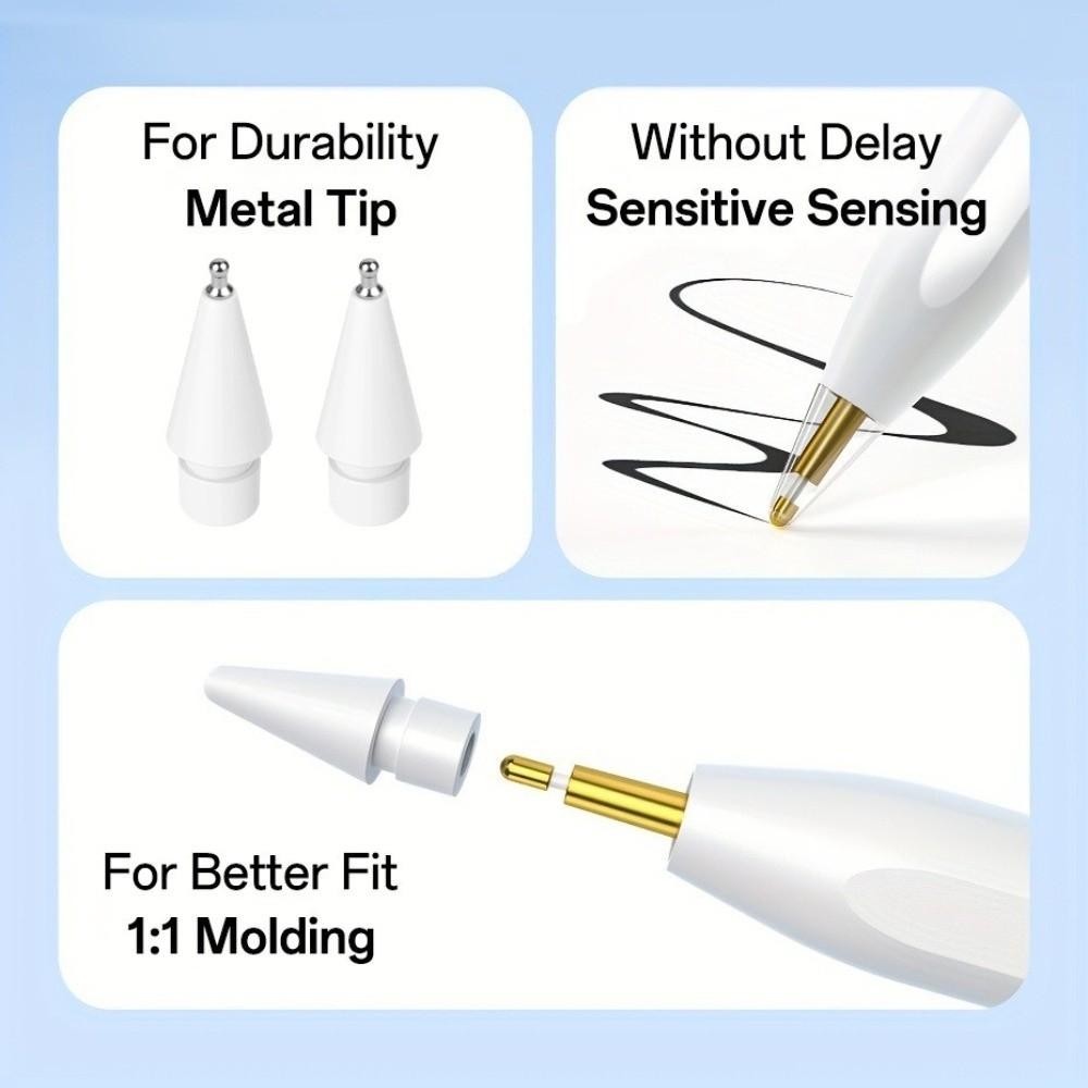 6PCS/Set Wear-Resistant Mixed Pen Tip Set No Delay Continuous Touch Replacement Pencil Tips for Apple Pencil 1/2 USB-C Pro