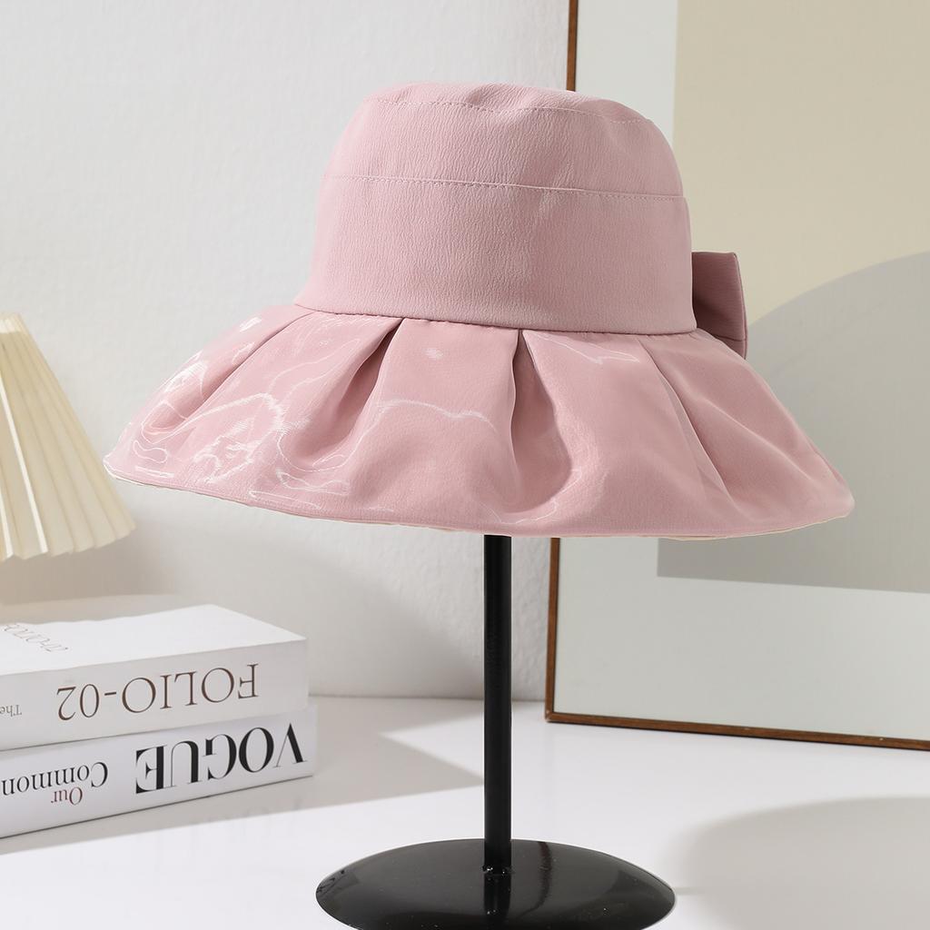 New solid color sun hat women's sun protection and UV protection summer big brim showing face small versatile fisherman hat